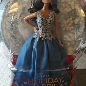 Holiday Barbie 2016 Blue Satin Dress Doll